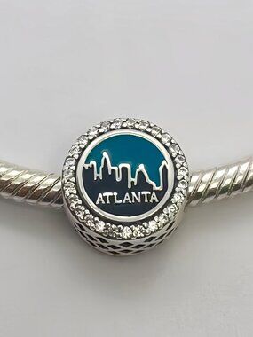 Pandora Atlanta Exclusive Dangle Charm Travel Pendant, S925 Sterling Silver